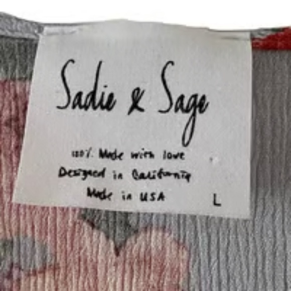 Sadie & Sage | Gray Grandma Floral Crepe Ruched Mini Dress, Large - Picture 6 of 8